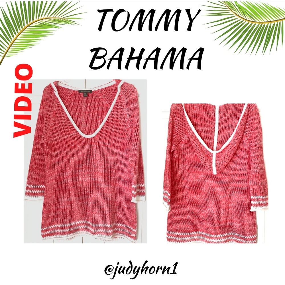 TOMMY BAHAMA Open Weave Hoodie Sweater